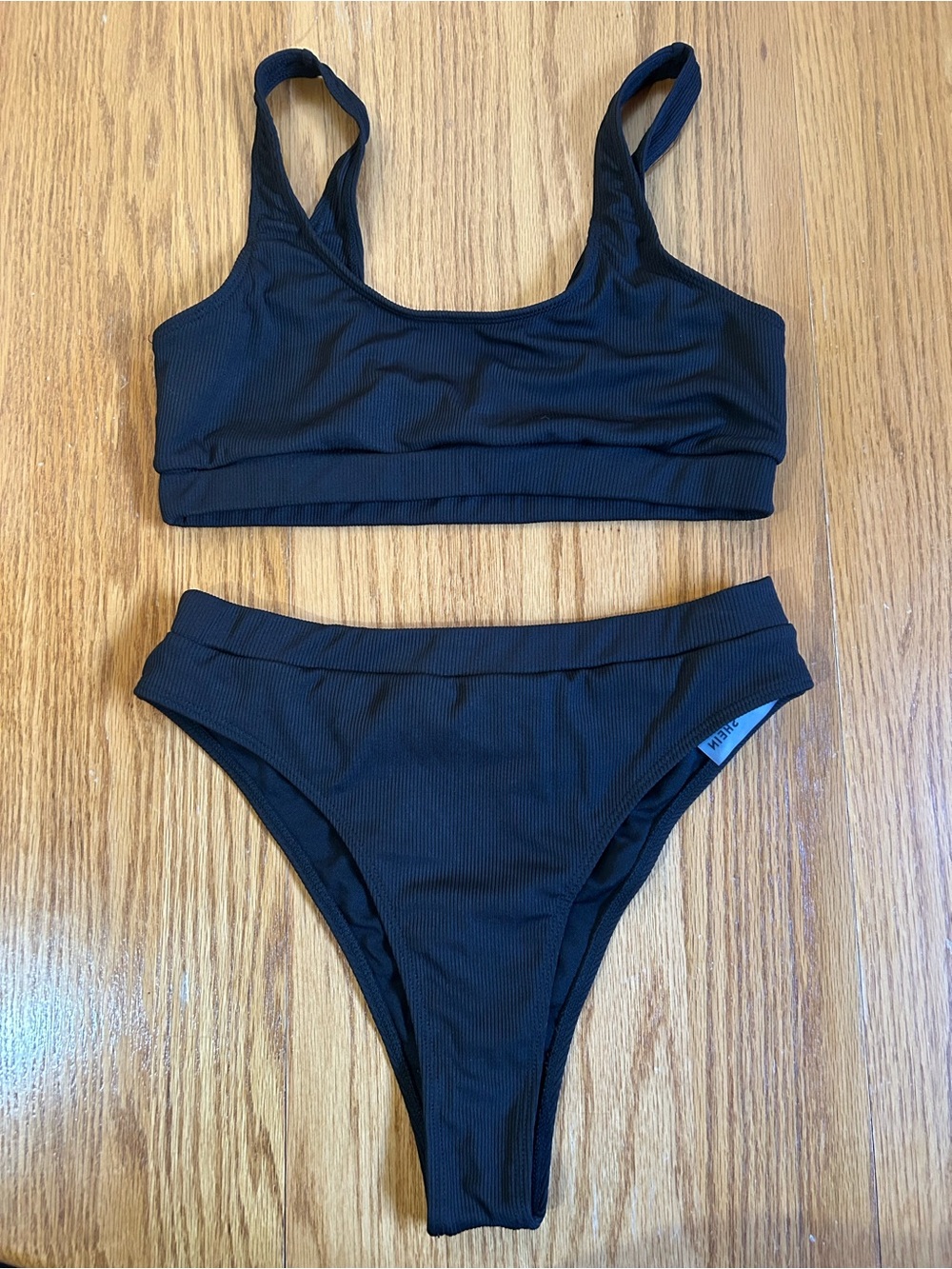 Women’s Black Ribbed Bikini
